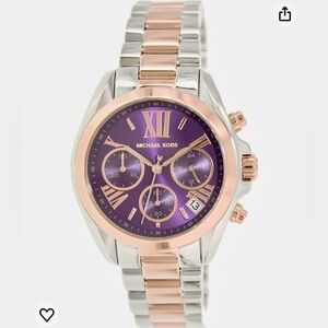 Michael Kors•Women’s Silver Rose Gold Purple Stainless Steel Watch GUC MK6074